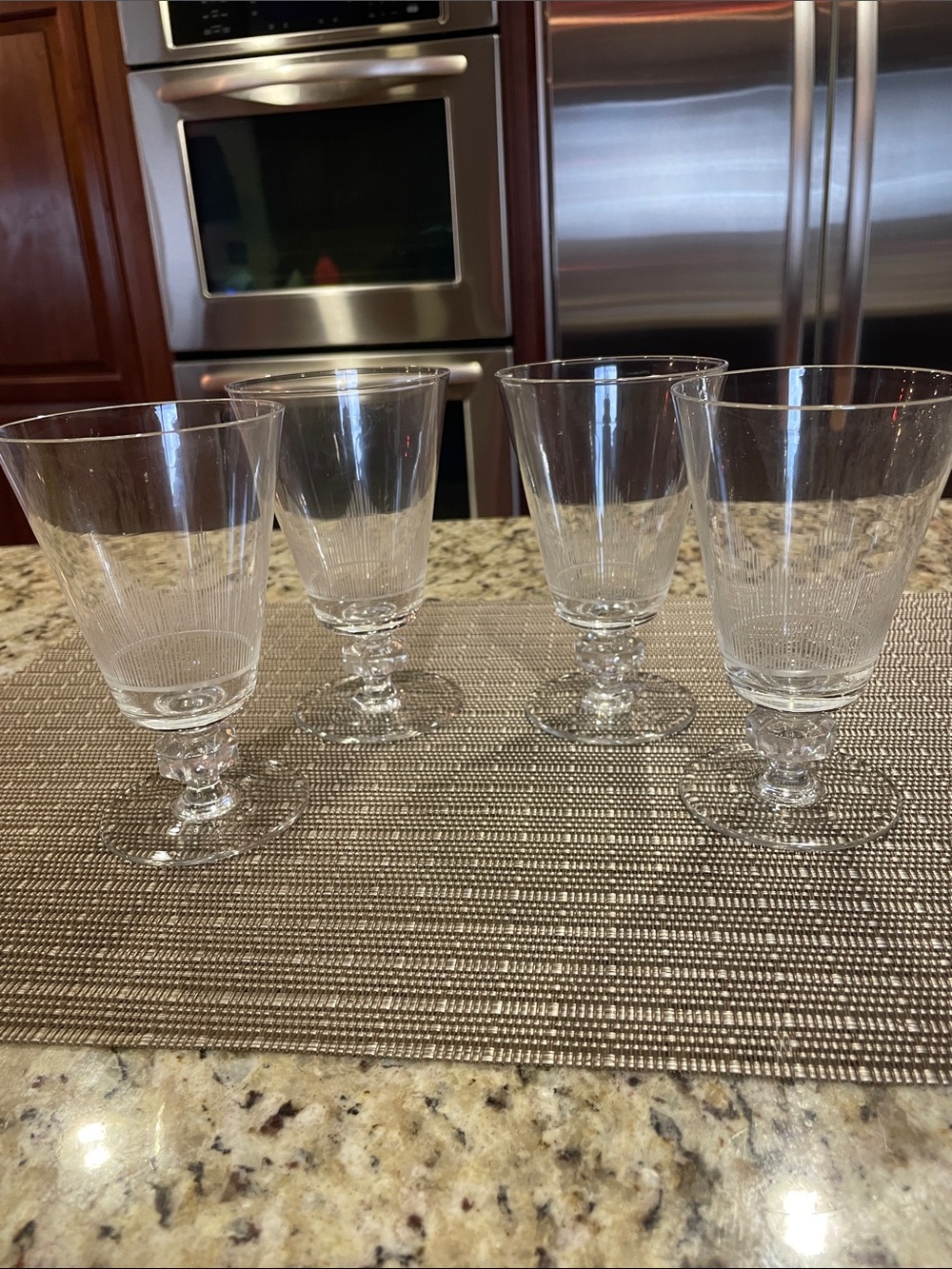 Vintage Clear Crystal Stemmed Water Goblets - Set of 4